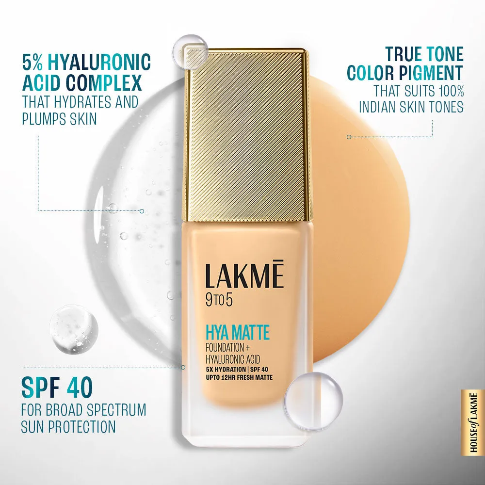 Lakmē 9to5 Hya Matte Foundation   Hyaluronic Acid