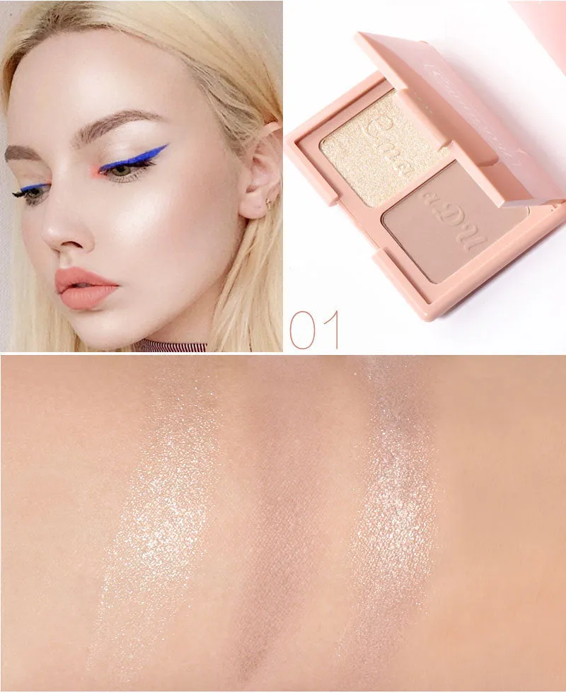 Two-Tone Delicate Natural Blush Highlighter Powder Palette